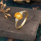 1.5 Carat Classic Vintage 4-Prong Oval Cut Citrine Engagement Ring Anniversary Gift